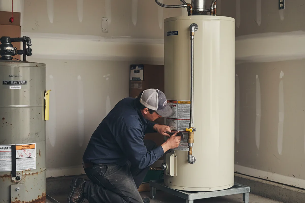 Water heater and shutoff valve replacement in Asher
