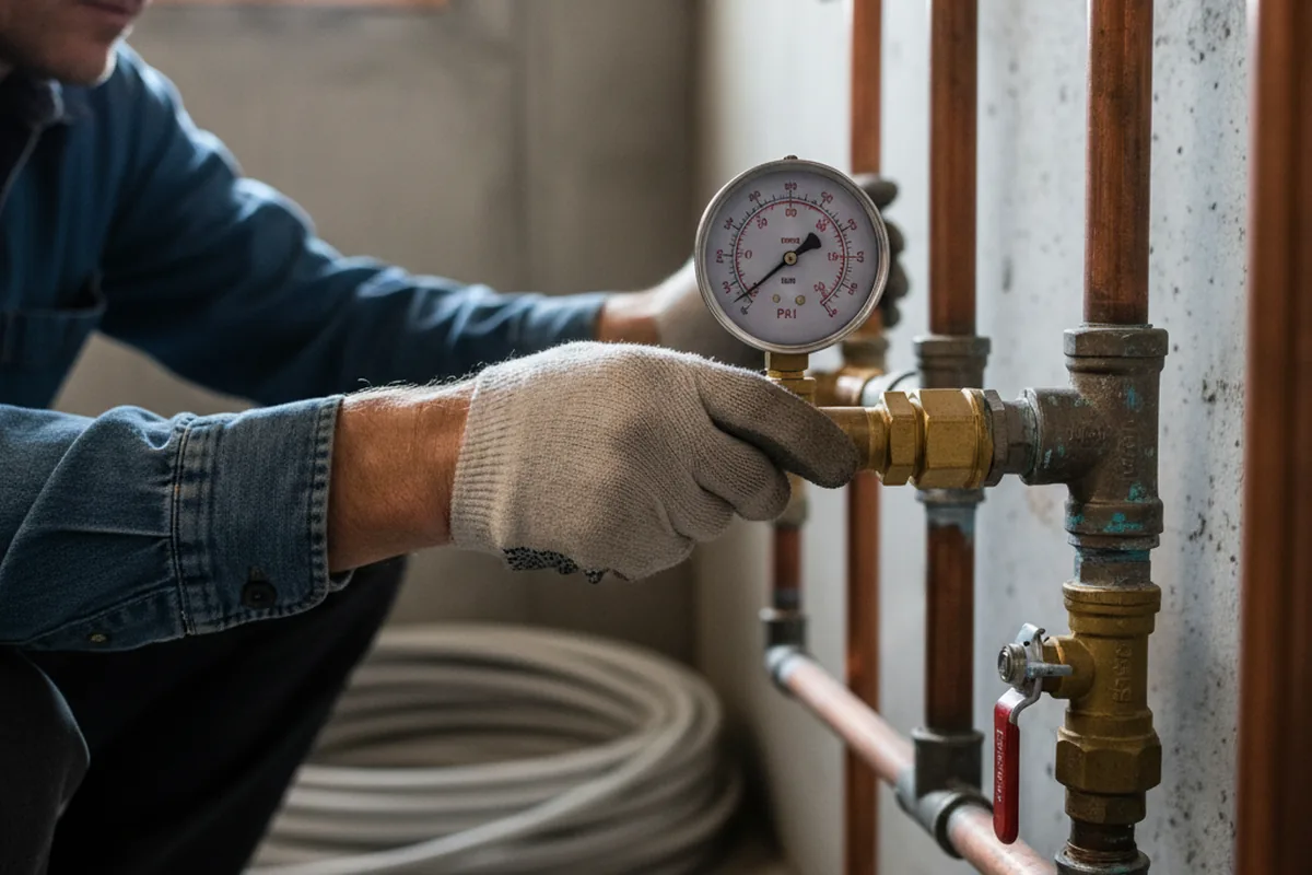 Pressure testing a repaired line during Water Line Repair in Asher